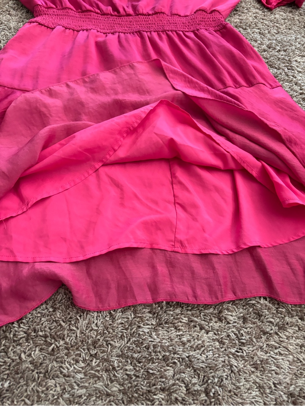 Sam Edelman Hot Pink Ruffle Tiered Mini Dress Barbiecore Statement Dress Size L - Picture 5 of 10